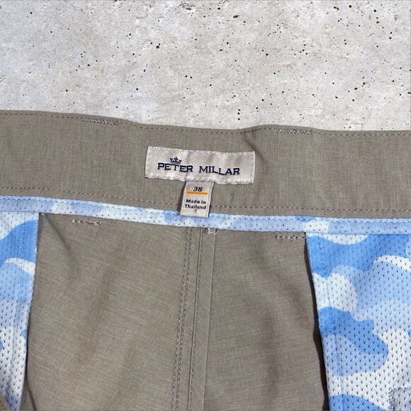 Peter Millar Crown Sport Performance Shorts Mens Size 38 Gray Taupe Stretch Golf - Picture 4 of 10